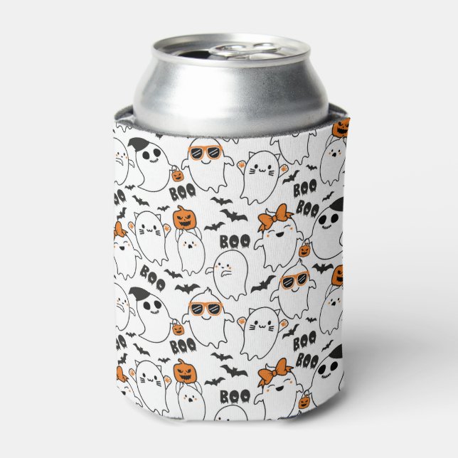 Enfriador De Latas Refrigerador de bebidas fantasma de Halloween (Lata Anverso)