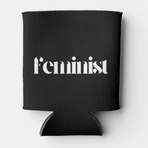 Enfriador De Latas Refrigerador de bebidas feminista - Blanco y negro