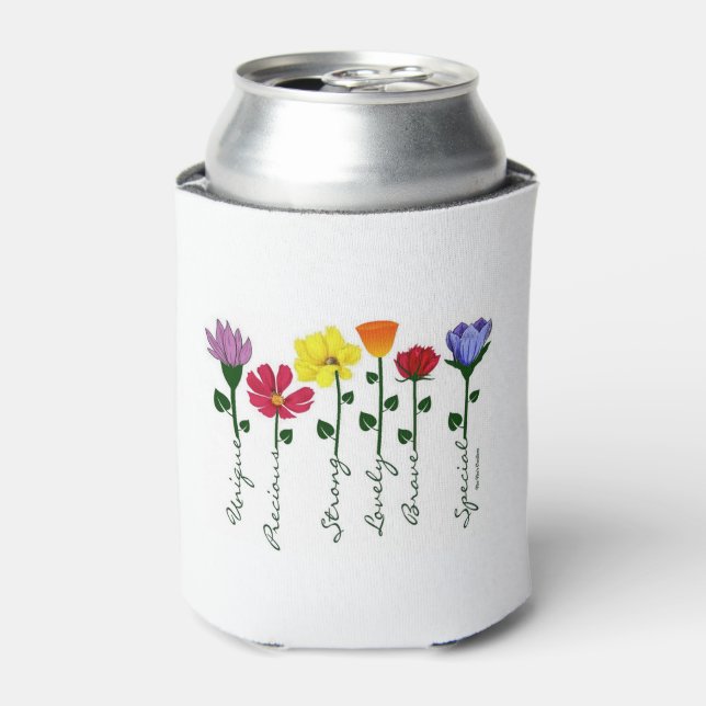 Enfriador De Latas Refrigerador de bebidas - Flores silvestres en pal (Lata Anverso)