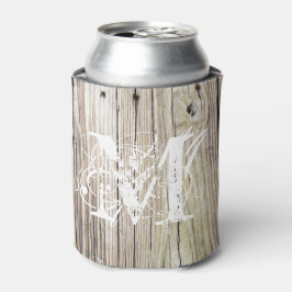 Enfriador De Latas Refrigerador de bebidas Monogramado Rustic Wood