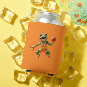 Enfriador De Latas Refrigerador de bebidas naranja de rana de básquet