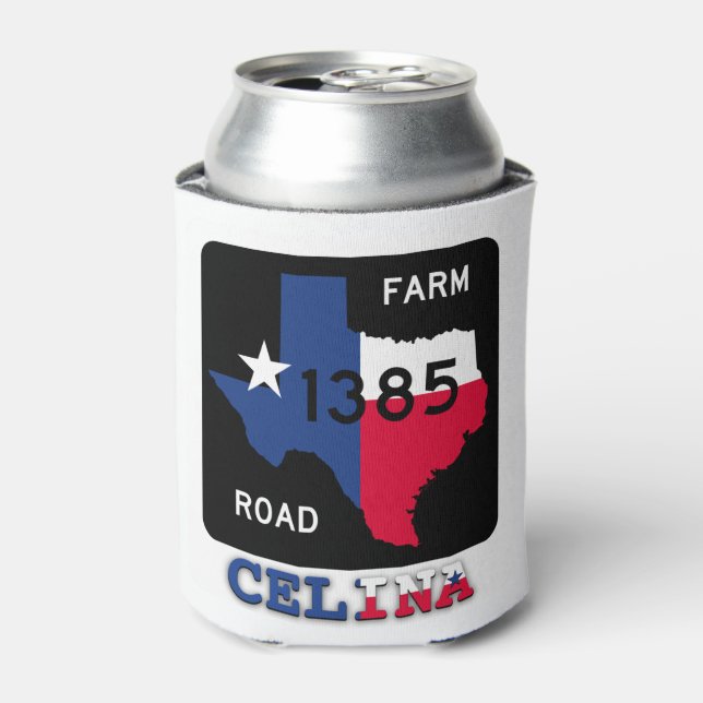 Enfriador De Latas Refrigerador de bebidas Patriótica Celina, Texas y (Lata Anverso)