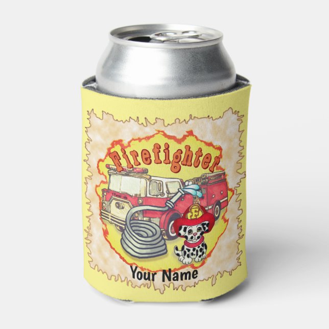 Enfriador De Latas Refrigerador de bebidas personalizado de bomberos  (Lata Anverso)