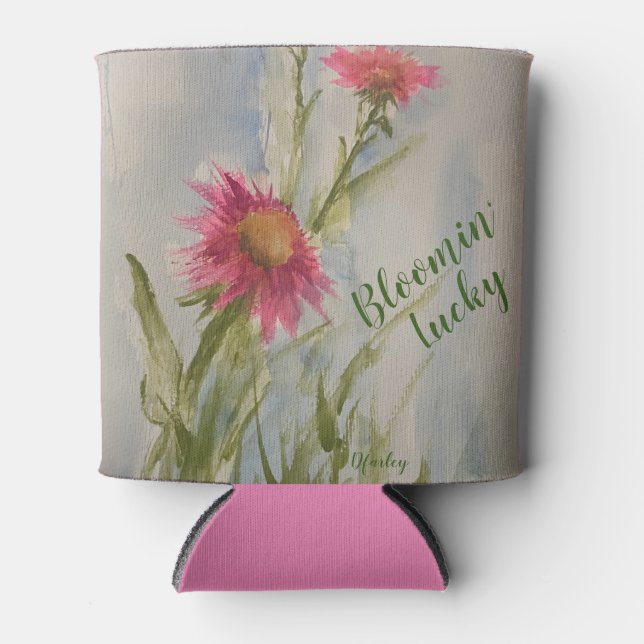 Enfriador De Latas Refrigerador de bebidas Pink Daises (Anverso)