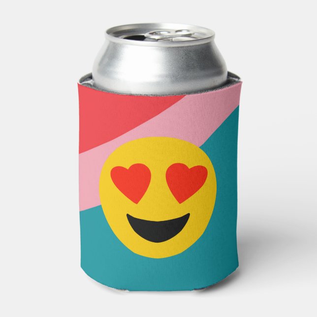 Enfriador De Latas Refrigerador de bebidas rayado con Emoji de amor e (Lata Anverso)