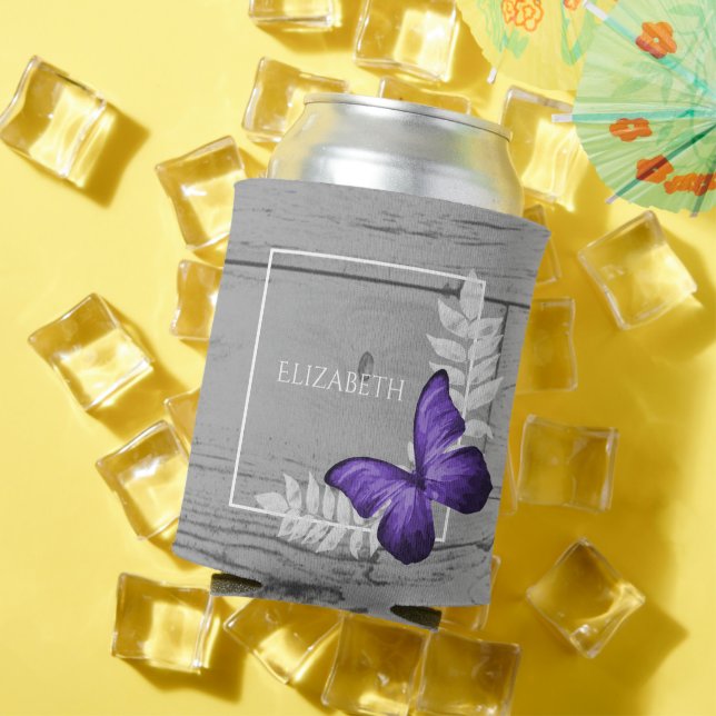 Enfriador De Latas Refrigerador de bebidas Rústico de Mariposa Púrpur (Verano in situ)