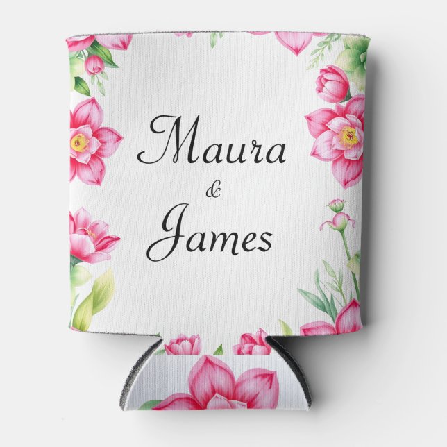 Enfriador De Latas Refrigerador de flor rosa (Anverso)