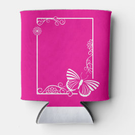 Enfriador De Latas Refrigerador de mariposa blanca bonito - Fuschia