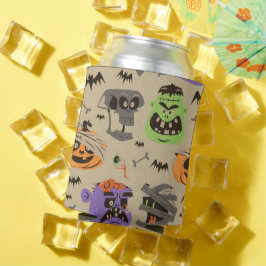 Enfriador De Latas Refrigerador de patrón vintage de Halloween