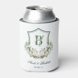 Enfriador De Latas Refrigerador del Boda Escudo de las flores blancas