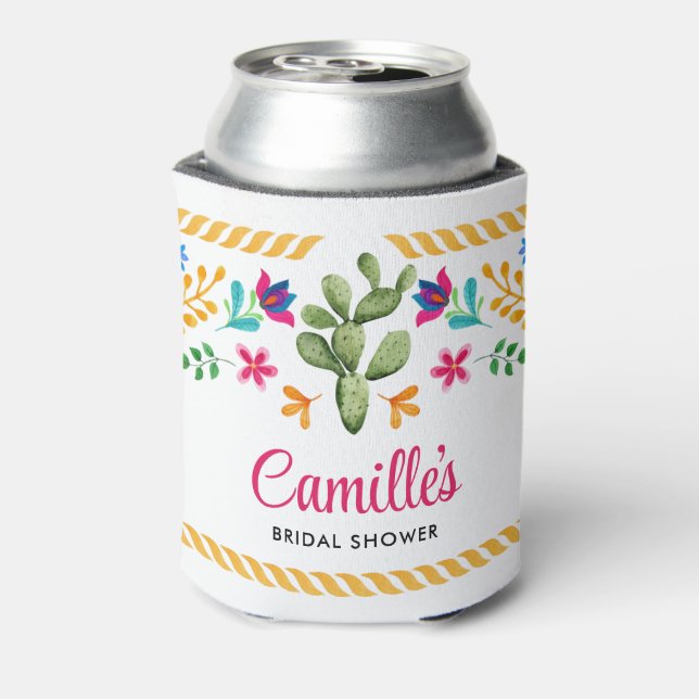 Enfriador De Latas Refrigerador mexicano de ducha de novia Fiesta (Reverso de la lata)