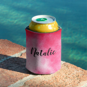 Enfriador De Latas Refrigerador rosa de nombre personalizado