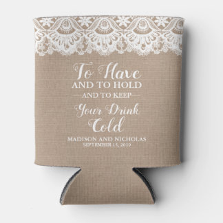 Enfriador De Latas Refrigeradores de bebidas Bodas de Burlap y Lace,