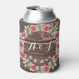 Enfriador De Latas Refrigeradores de bebidas de monograma floral rúst