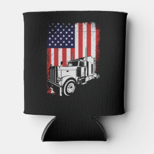 Enfriador De Latas Regalo de camionero con bandera estadounidense
