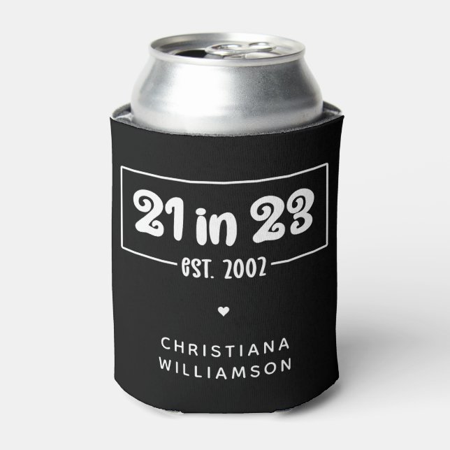 Enfriador De Latas Regalo de cumpleaños 21 personalizado en 23 de ene (Lata Anverso)