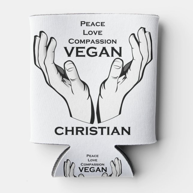 Enfriador De Latas Regalo de mensajes cristianos veganos (Anverso)