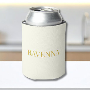 Enfriador De Latas Regalo de nombre serif personalizado de lujo crema