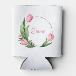 Enfriador De Latas Regalo del Día de la Madre de Tulipán Floral Rosa 