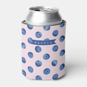 Enfriador De Latas Regalo Personalizado de Acuarela de Arándanos Azul