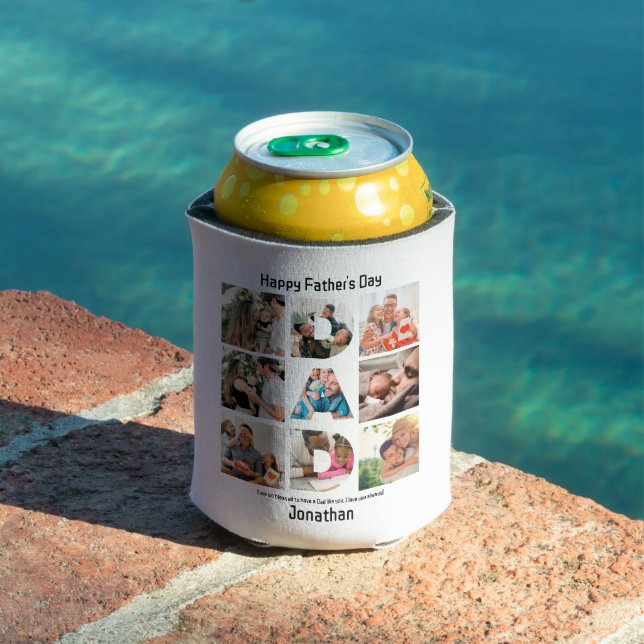Enfriador De Latas Regalo personalizado para papá padre Día 9 Collage (Piscina in situ)