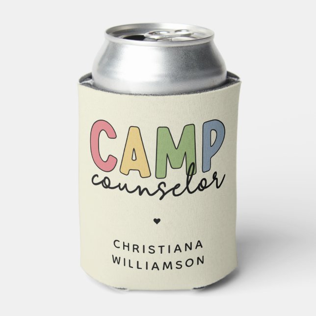 Enfriador De Latas Regalos personalizados de consejero de campamento (Lata Anverso)