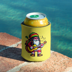 Enfriador De Latas Reggae Santa Fun Pixel Navidades de arte Diseño mu