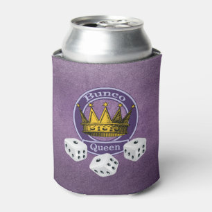 Enfriador De Latas Reina Bunco Sparkle Girly Purple Dice Corona de Or