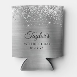 Enfriador De Latas Relieve metalizado plateado Purpurinoso 75º cumple