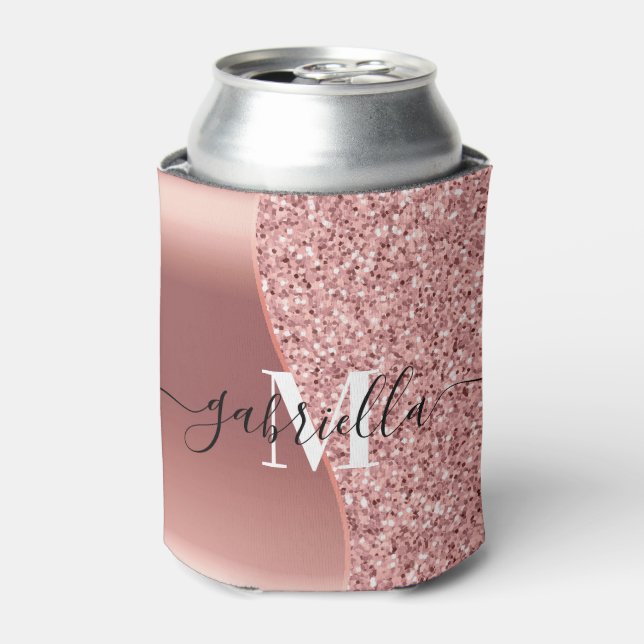 Enfriador De Latas Relieve metalizado Rosa Purpurina dorado (Lata Anverso)