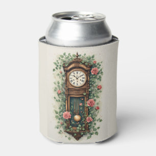 Enfriador De Latas Reloj Antiguo Rodeado de Rosas y Enredaderas
