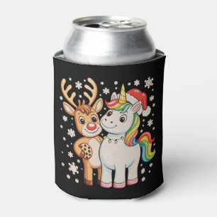 Enfriador De Latas Reno Unicornio Navidad Xmas Temporada de Vacacione