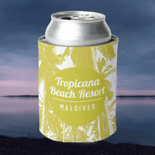 Enfriador De Latas Resort Tropical Beach con diseño de palmeras
