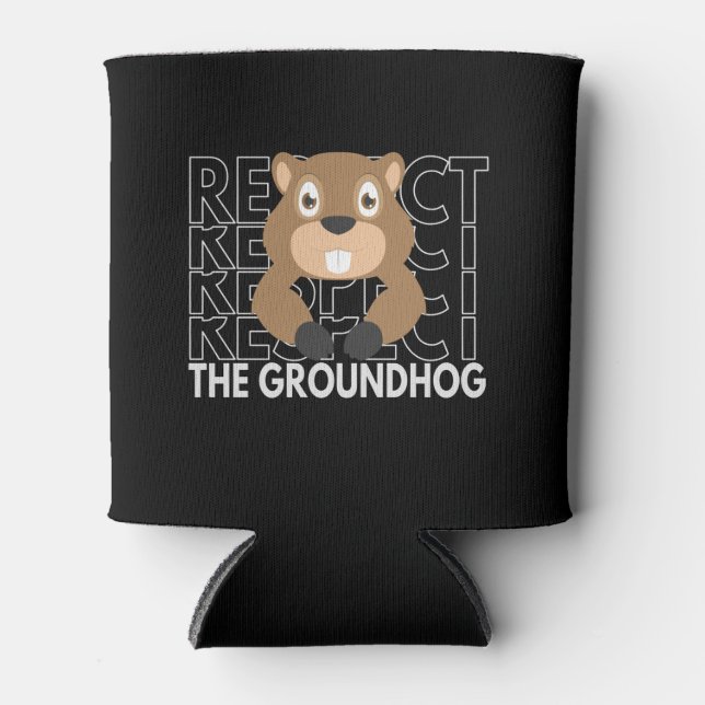 Enfriador De Latas Respeto al divertido regalo de Groundhog (Anverso)