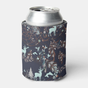 Enfriador De Latas Resplandor en modelo tribal del boho oscuro de la