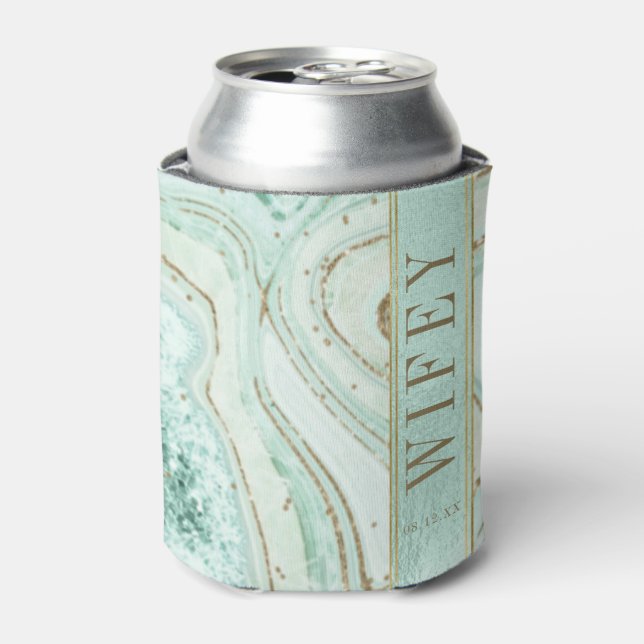 Enfriador De Latas Resumen Agate Boda Wifey Mint ID827 (Lata Anverso)