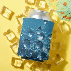 Enfriador De Latas Resumen Agua Droplets Blue Reflective
