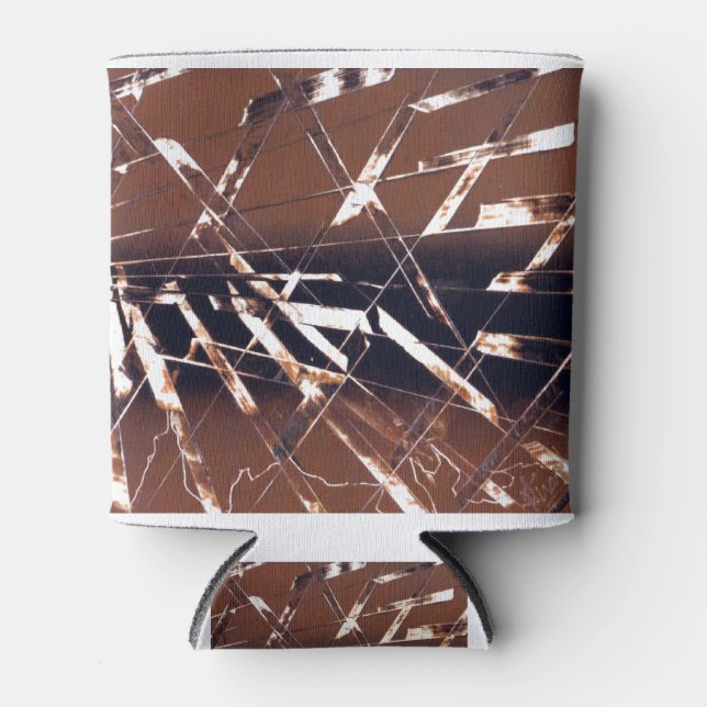 Enfriador De Latas Resumen anglicano marrón y negro (Anverso)