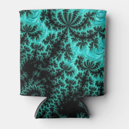 Enfriador De Latas Resumen de arte fractal verde negro