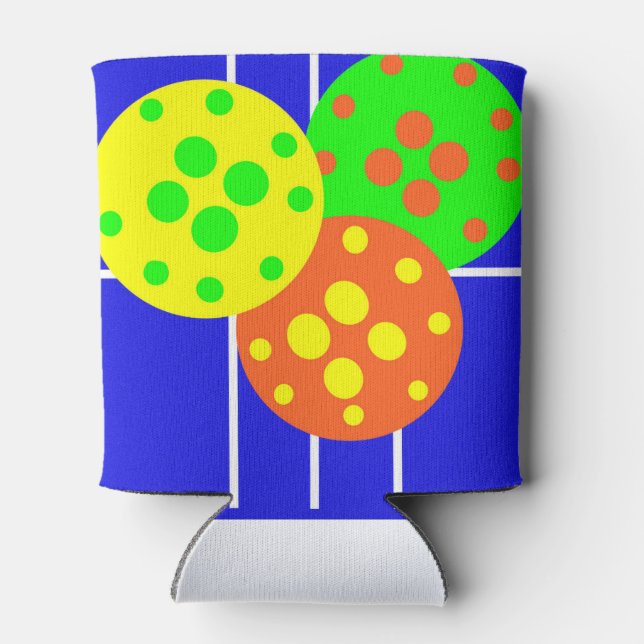 Enfriador De Latas Resumen de cancha de pickleball y bolas (Reverso)