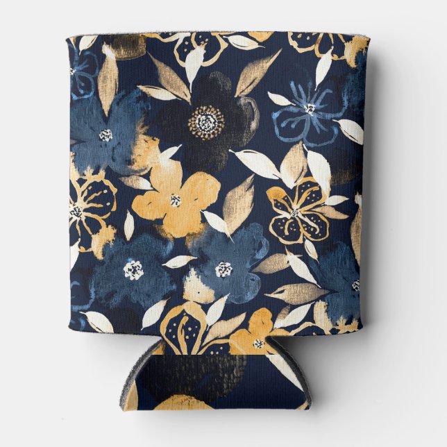 Enfriador De Latas Resumen de Florales: Patrón repetitivo de acuarela (Anverso)