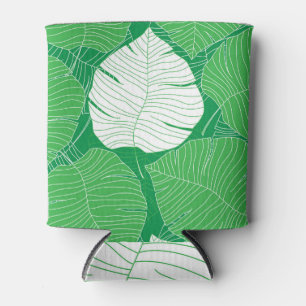 Enfriador De Latas Resumen de hoja tropical, pintura artística.