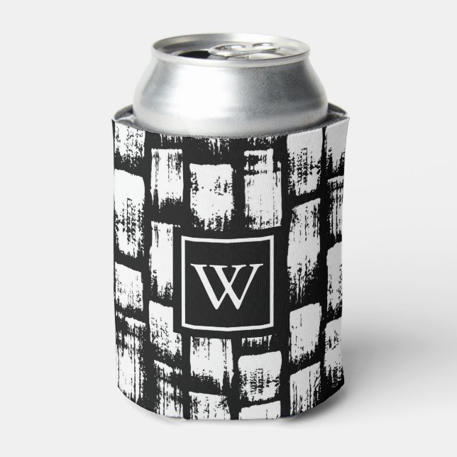 Enfriador De Latas Resumen de pincel blanco y negro (Lata Anverso)