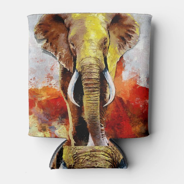 Enfriador De Latas Resumen de pintura de aceite de elefante moderno (Anverso)