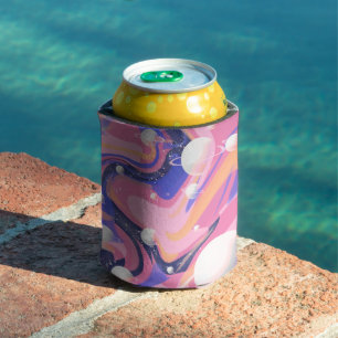 Enfriador De Latas Resumen De Swirl En El Espacio Ultraterrestre Rosa