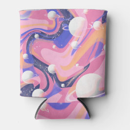 Enfriador De Latas Resumen De Swirl En El Espacio Ultraterrestre Rosa