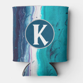 Enfriador De Latas Resumen del monograma azul