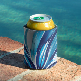 Enfriador De Latas Resumen Flor azul Art Deco