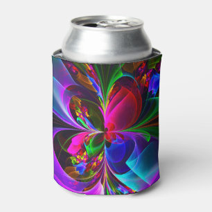 Enfriador De Latas Resumen floral moderno Patrón azul rojo del arte #