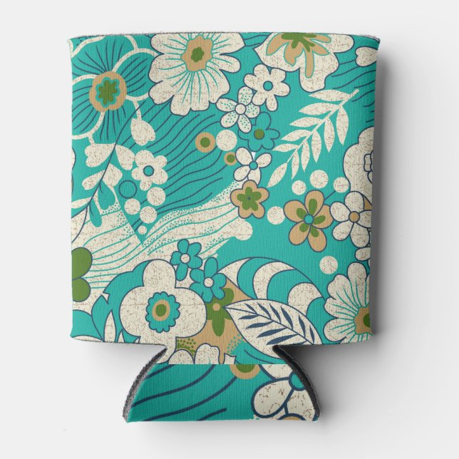 Enfriador De Latas Resumen Geométrico Floral: Patrón sin Marea. (Anverso)